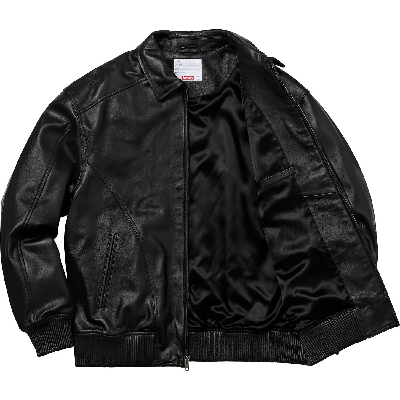 Studded Arc Logo Leather Jacket view 8